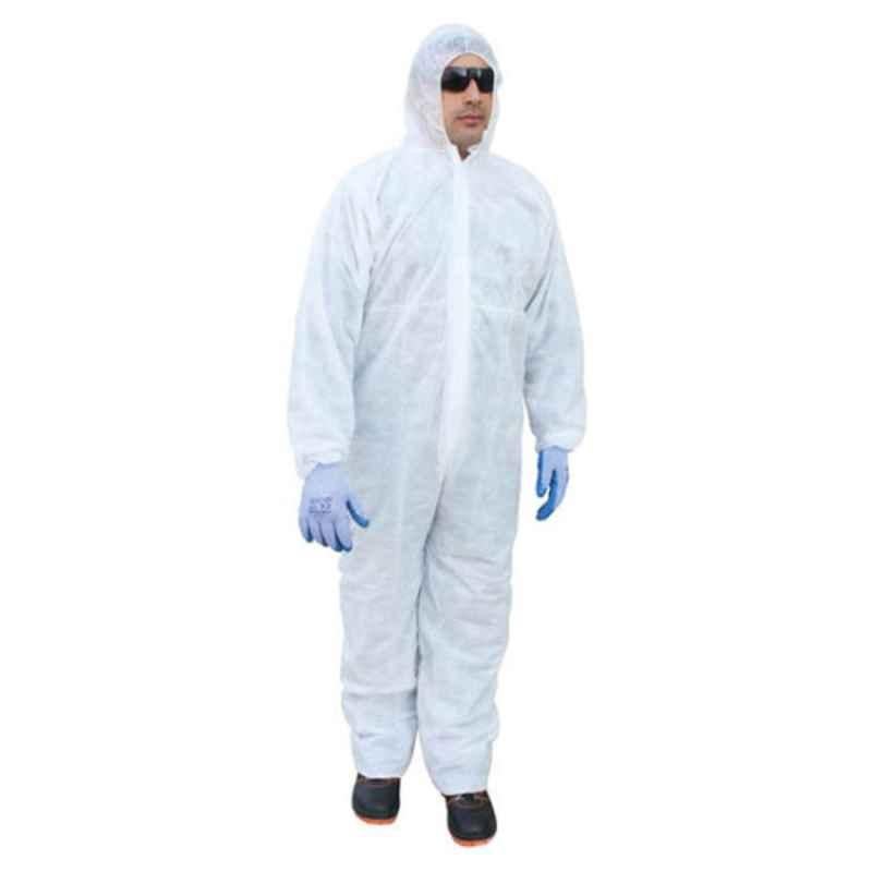 Vaultex 50 GSM White Disposable Coverall Protective Suit with Elasticated Hood, Size: XL, DCL-XL
