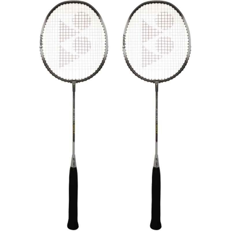 Yonex ZR-100 85g Light Black & Grey Strung Badminton Racquet (Pack of 2)