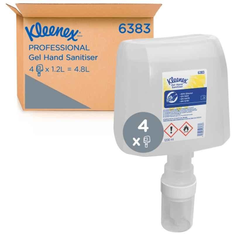 Kimberly Clark Kleenex 1.2L Alcohol Clear Gel Hand Sanitizer Refills (Pack of 4), 6383