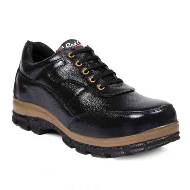RED CAN SGE1165BLK Leather Low Ankle Steel Toe Black Safety Shoes, Size: 6
