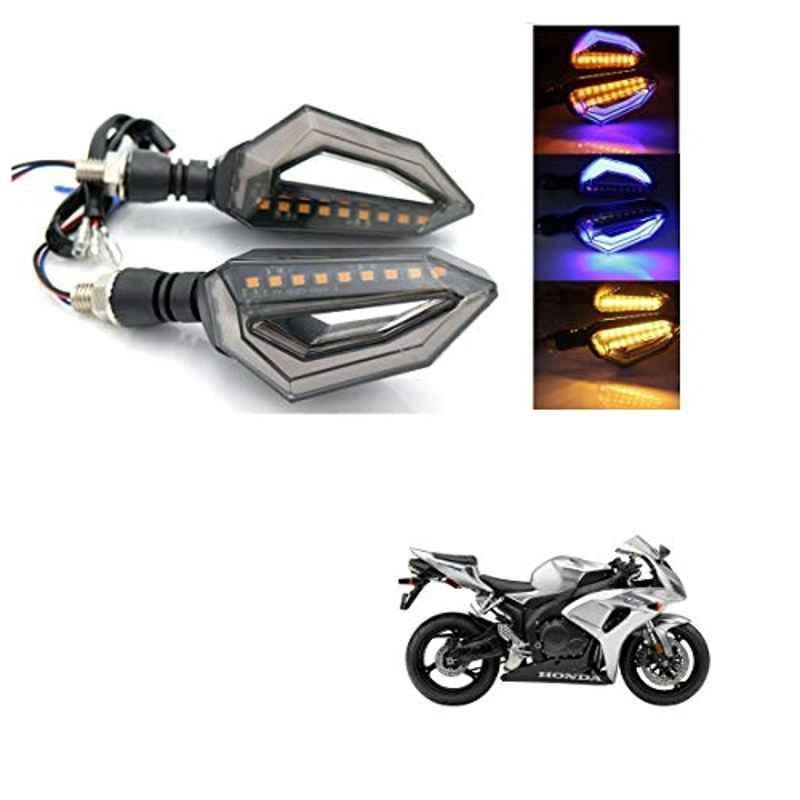 Kozdiko 4 Pcs Bike D Shaped 9 LED Front & Rear Side Turn Signal Indicator Light Set for Honda CBR 1000 RR