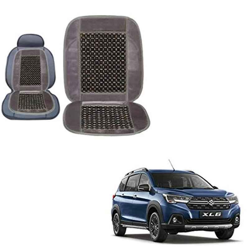 Kozdiko Wooden Bead Seat with Grey Velvet Border for Maruti Suzuki XL6