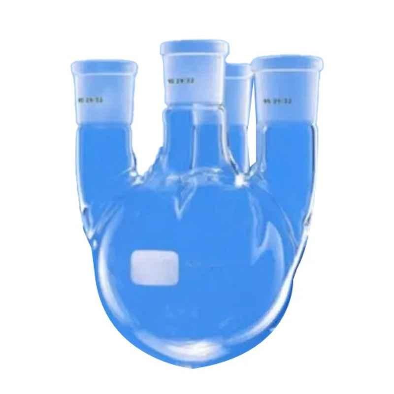 Rasayan 500ml Round Bottom Flask with Four Neck, Side Neck & Set at Parallel Angle,19503 (Pack of 5)