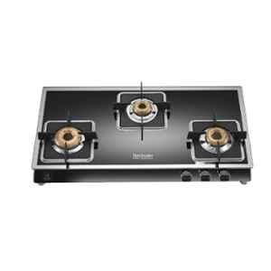 Hindware Dario Plus 3B Glass Top Cooktop with 3 Brass Burner & Manual Ignition, CT 100219