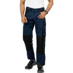 Atacama Colorado Poly Cotton Blend Twill Navy Blue & Black Industrial Work Trouser with Reflective Strip, AWT003NB, Size: 32