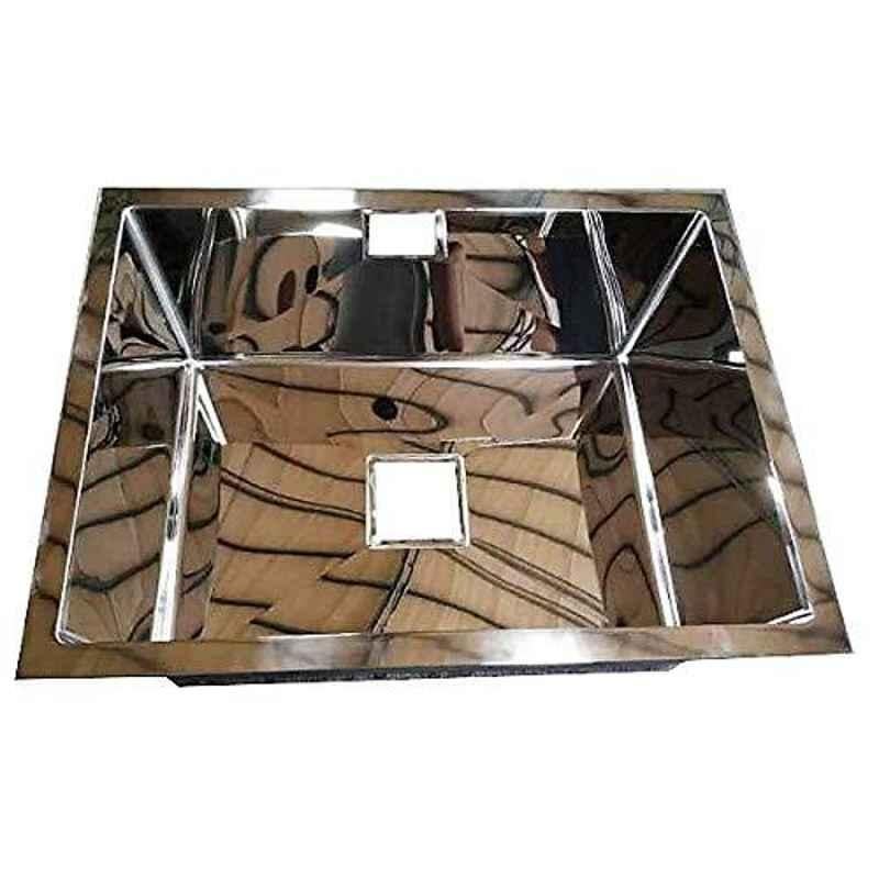 Crocodile 24x18x10 inch Single Bowl Stainless Steel Hi Gloss Finish Kitchen Sink with Square Coupling