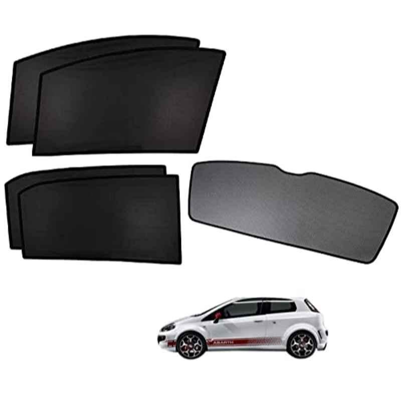 Kozdiko 5 Pcs Polyester Black Non Magnetic Window & Rear Sun Shades Set for Fiat Abarth