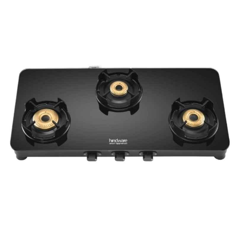 Hindware Alverio 3B AI Glass Top Cooktop with 3 Brass Burner & Automatic Ignition, CT 100194