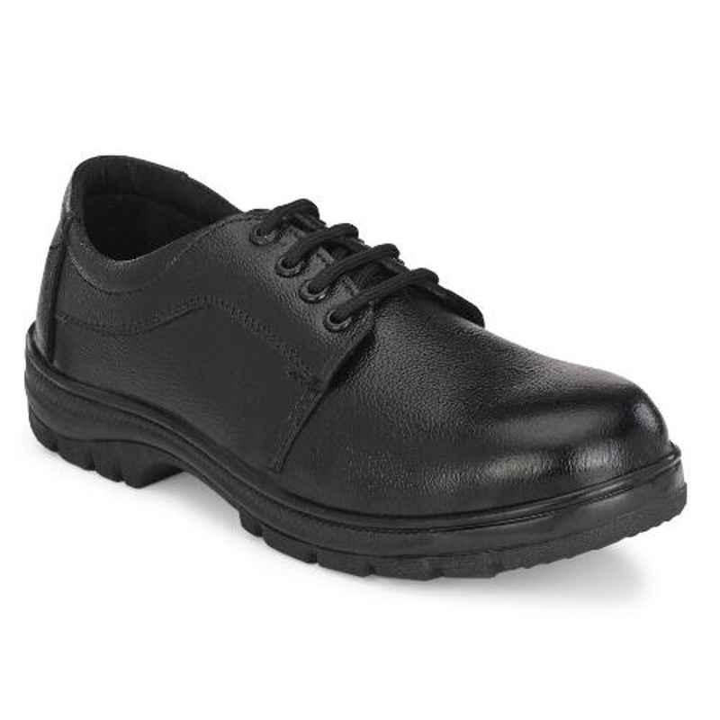 ArmaDuro AD1009 Leather Steel Toe Black Work Safety Shoes, Size: 9