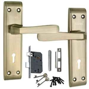 Atom 7 inch Brass Antique Finish Mortise Door Handle Set with Lock Body