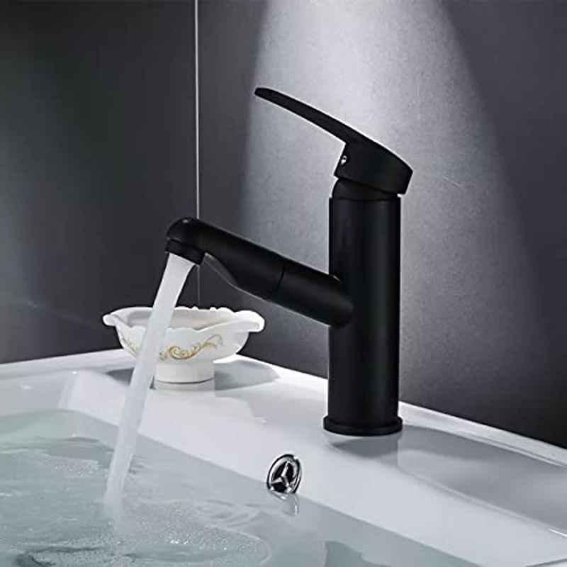 Premium Matte Black Finish Single Handle Bathroom Faucet