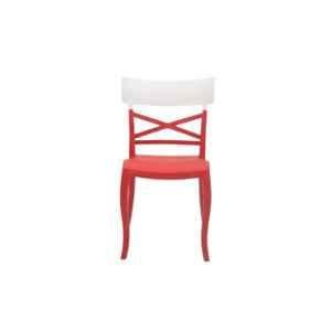 Supreme Cruz Wooden Looks Plastic Red & White Chair without Arm (Pack of 2)