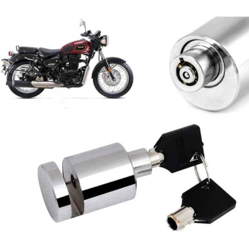 Auto Pearl Stainless Steel Silver Heavy Duty Anti Theft Motorcycle Disc Brake Lock, Lock-079