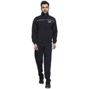 World Sports Cotton Lycra Blend Black Self Design Track Suit for Men, Size: m
