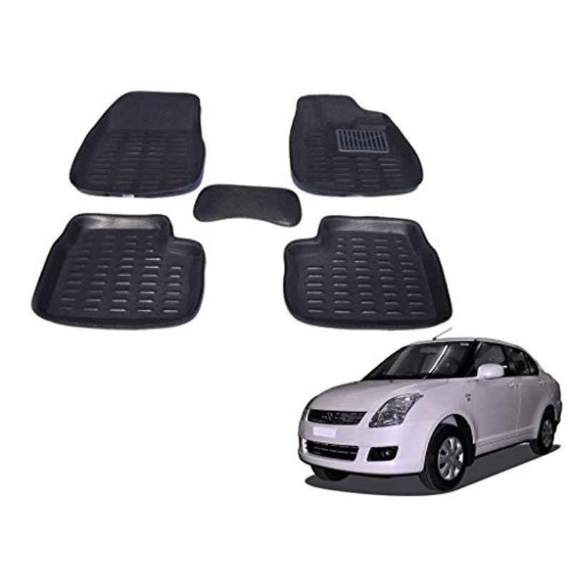 Kozdiko 5 Pcs 3D Black Car Foot Mat Set for Maruti Suzuki Swift Dzire, koz_11625