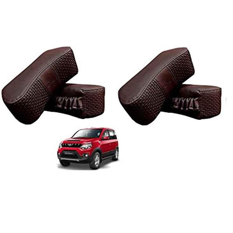 Kozdiko 4 Pcs CV Designer Cola Leatherite Neck Rest Car Cushion Pillow Set for Mahindra NuvoSport