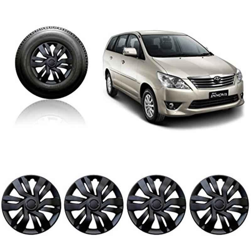 Auto Pearl 4 Pcs 15 inch Black Car Wheel Cover Set for Toyota Innova Type-3