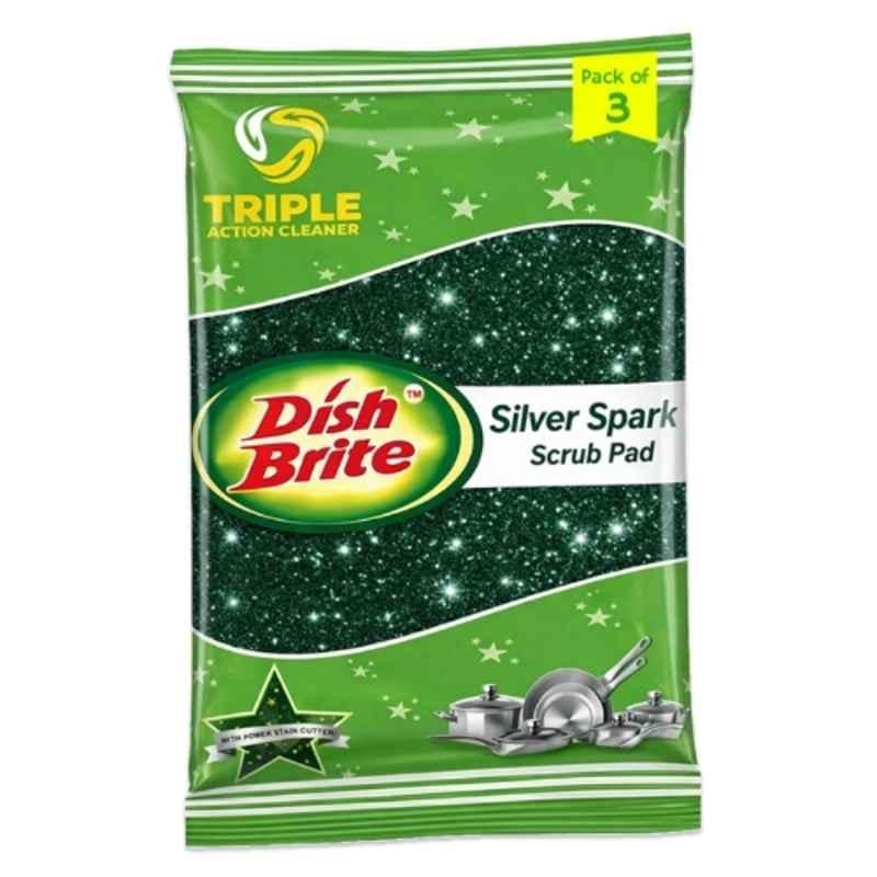 Dish Brite Silver Sparks Green Scrub Pad for Utensil Cleaning (Pack of 3)