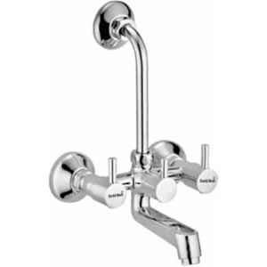Gold Bell 802BR Brass Silver Wall Mounted Chrome Finish 2 in 1 Bathroom Wall Mixer with L Bend Pipe