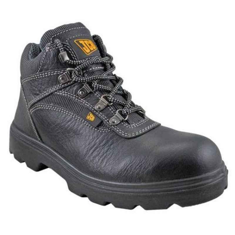 JCB Excavator Black Steel Toe Work Safety Shoes, Size: 11