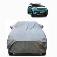 Aarex Auto Polyester Grey 100% Waterproof Car Cover with Mirror Pocket, Triple Stitched & UV Protection for Tata Nexon