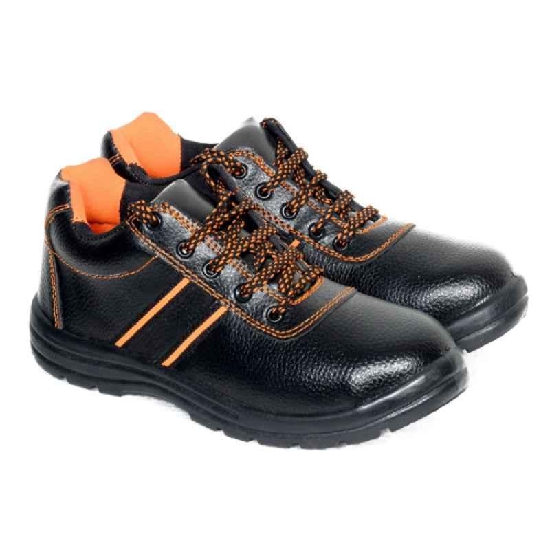Ayoka Jazz Leather Steel Toe Orange Semi Ankle Work Safety Shoes, Size: 9