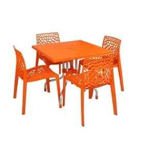 Supreme Olive Plastic Orange Dining Table with 4 Pcs Chair Set, SUPOLIVWEBORG27