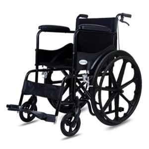 Everactiv by HCAH Mild Steel Black Frame Foldable Wheelchair with Safety Seat Belt, SEN245-EAE301