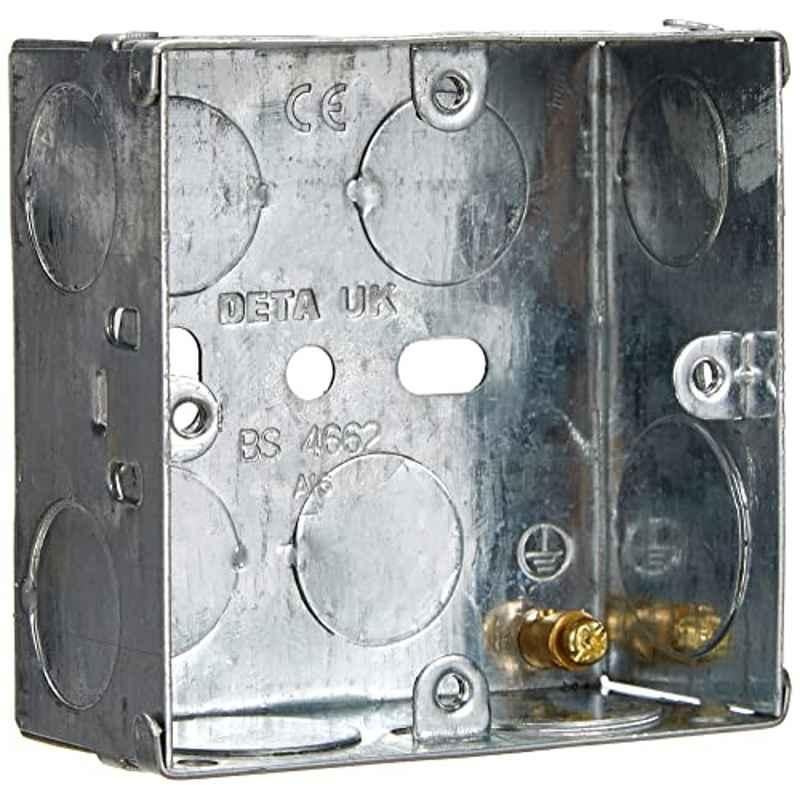 Merriway 1 Gang 35mm Depth Metal Grey Flush Mount Back Pattress Box, BH04060