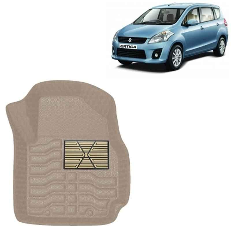 Kingsway 4 Pcs Premium 4.5D 100% Waterproof Tray Shape PVC Beige Car Floor Mat Set for Maruti Suzuki Ertiga 2012 to 2016 All Model