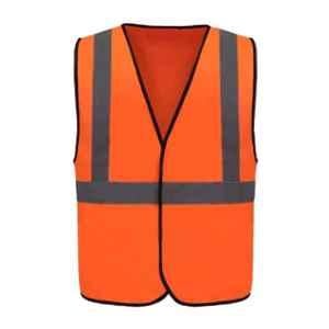 Noble 120 GSM Premium Quality Polyester Orange Safety Jacket with 2 inch Reflective Tape, SJ120-5 (Pack of 5)
