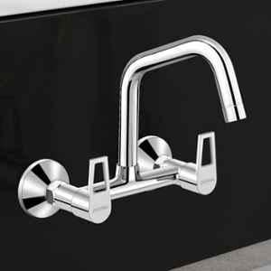 Plantex Pure Brass Wall Mount Sink Mixer Tap/Hot & Cold Kitchen Sink Tap Faucet with 360 deg Swivel Spout/High Neck Water Tap for Kitchen (Chrome, 3224)