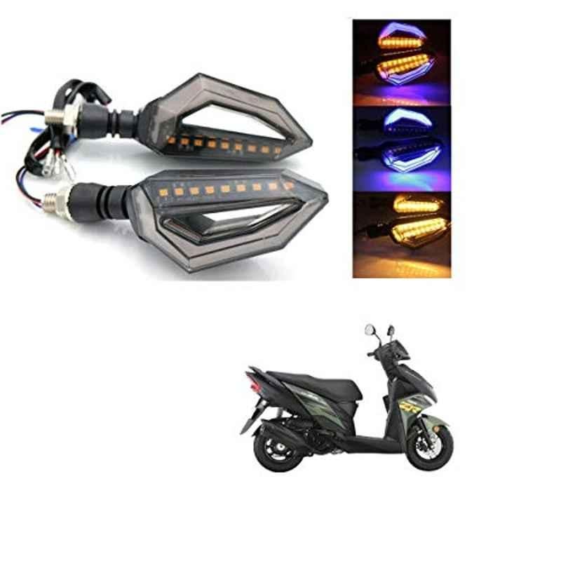 Kozdiko 4 Pcs Bike D Shaped 9 LED Front & Rear Side Turn Signal Indicator Light Set for Yamaha Ray ZR