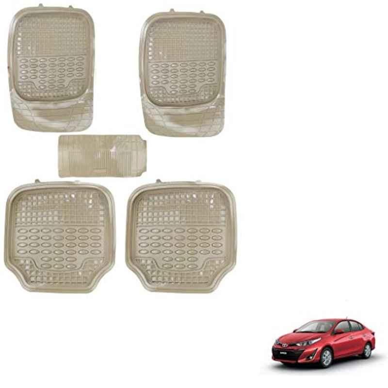 Kozdiko 5 Pcs 4G Beige Rubber & PVC Heavy Car Foot Mat Set for Toyota Yaris, koz_80723