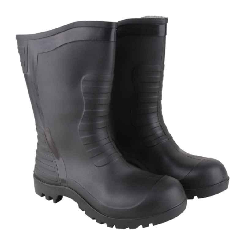 SCORTA Hippo Black Synthetic Soft Toe PVC Double Density Safety Gumboot, Size: 9