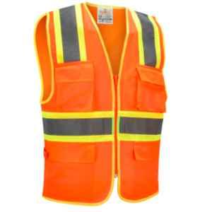 Empiral Twinkle E108073601 Orange Polyester Hi-Vis Executive Vest with Zipper, Size: S
