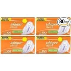 Whisper 20 Pcs White Cotton Disposable Sanitary Pad Packet, Size: Regular (Pack of 4)