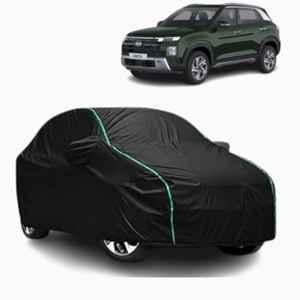 Aarex Auto Polyester Black 100% Waterproof Car Body Cover with Mirror Pocket, All-Weather Protection, UV Resistant & Scratch-Proof for Hyundai Creta