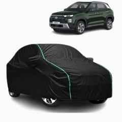 Aarex Auto Polyester Black 100% Waterproof Car Body Cover with Mirror Pocket, All-Weather Protection, UV Resistant & Scratch-Proof for Hyundai Creta