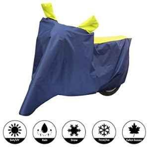AllExtreme M-7016 Universal Full Bike Body Cover Water Resistant Dustproof Rustproof Two Wheeler Body Cover For Indoor Outdoor Protection (Navy Blue & Yellow, Medium)