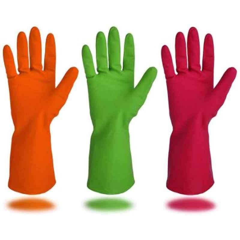 A-One Large Assorted Rubber Stretchable Hand Gloves (Pack of 3)