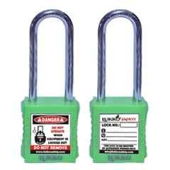 Lukko Safety 76mm Metal Green Long Shackle Safety Lockout Padlockwith 2 Keys, LS-LC46