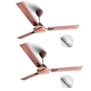 Longway Creta 50W Rusty Brown 3 Blade Remote Controlled Ceiling Fan, Sweep: 1200 mm (Pack of 2)