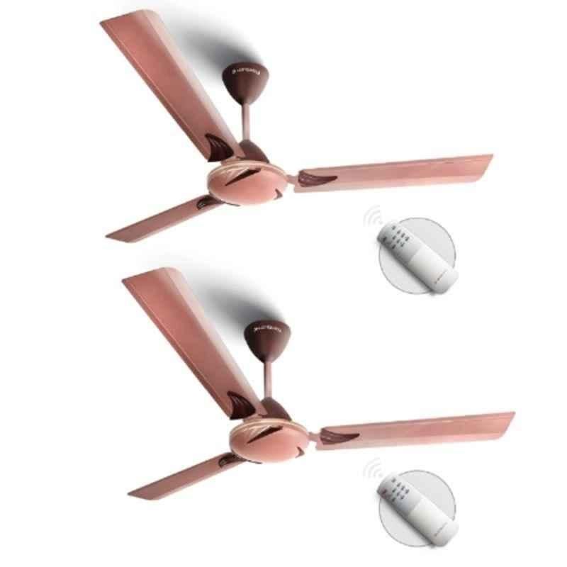 Longway Creta 1200 mm 3 Blade ceiling fan with Remote control, Rusty Brown color with 2 year warranty (Pack of 2)