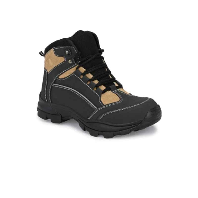 Hundo P Leather Steel Toe Black Work Safety Boots, Size: 6, WW-115