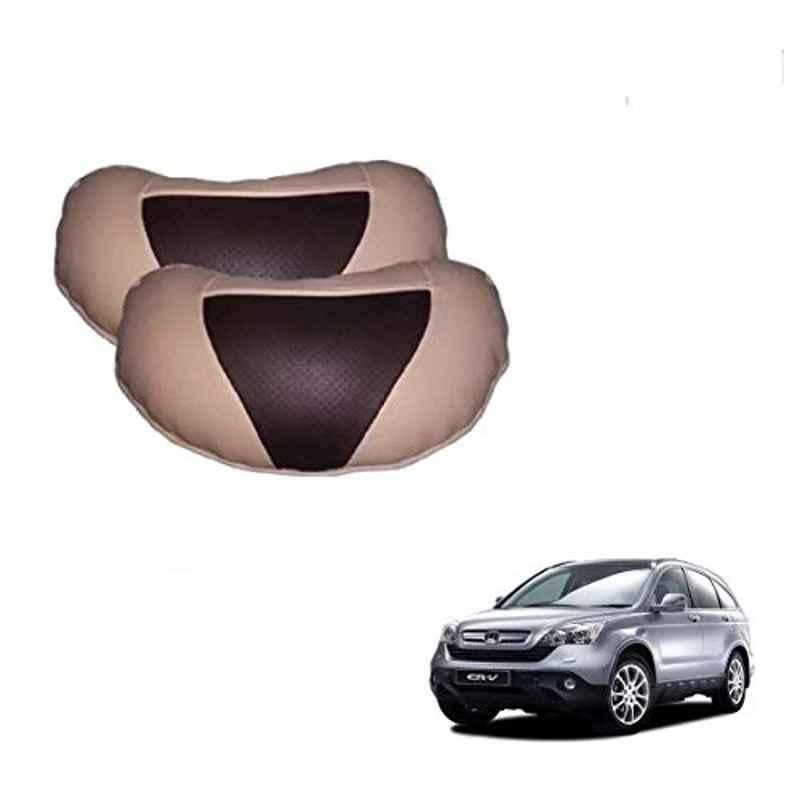 Kozdiko 2 Pcs Beige & Brown Car Neck Rest Cushion Pillow Set for Honda CR-V