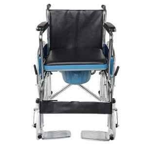 Entros Lightweight Foldable Chromed Steel Commode Wheelchair, SC8005A
