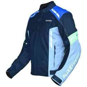 AllExtreme Turbo Polyester Neon Green & Blue Bike Riding Jacket, Size: 3XL