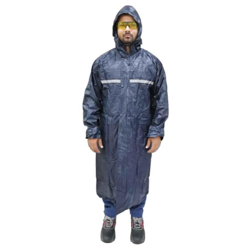 Workman Polyester & PVC Navy Blue Rain Coat, RC DW 03, Size: M