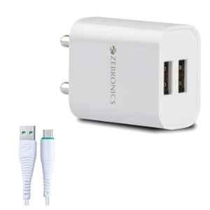 Zebronics ZEB-MA5222 White 2 USB Port Charger Adapter with 1m Micro USB Cable